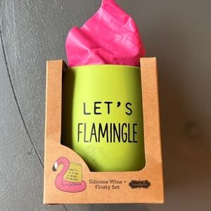 Mud Pie Let's Flamingle Wine and Floaty Set - Pink and Green